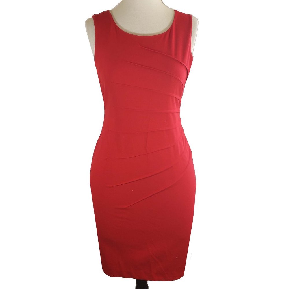 Calvin Klein red fitted wiggle pencil sheath dress